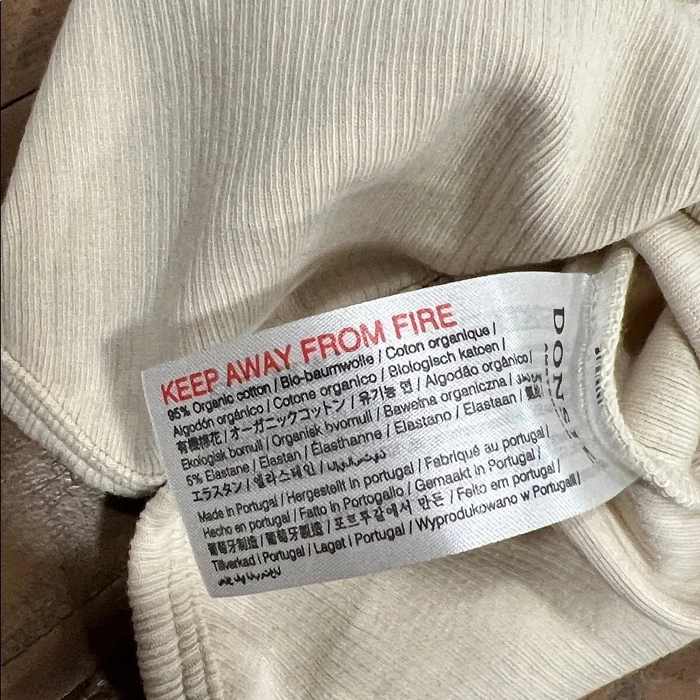 Donsje light tan ribbed mock neck long sleeve bodysuit 9-12 months organic